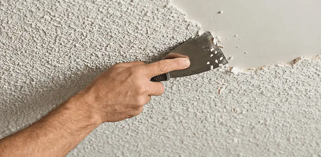 Popcorn ceiling removal scraping off textured ceiling finish in Milwaukee, WI