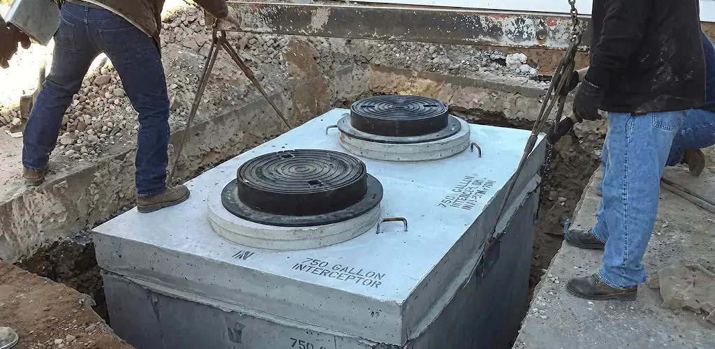 Grease trap installation for a commercial property drainage system in Milwaukee, WI