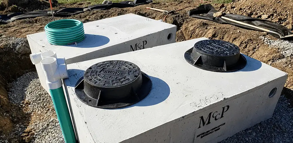 Grease trap installation unit set in place for drainage protection in Milwaukee, WI