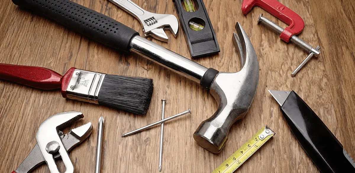 Handyman tools laid out for home repair and maintenance work in Milwaukee, WI