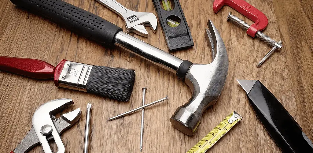Handyman tools laid out for home repair and maintenance work in Milwaukee, WI