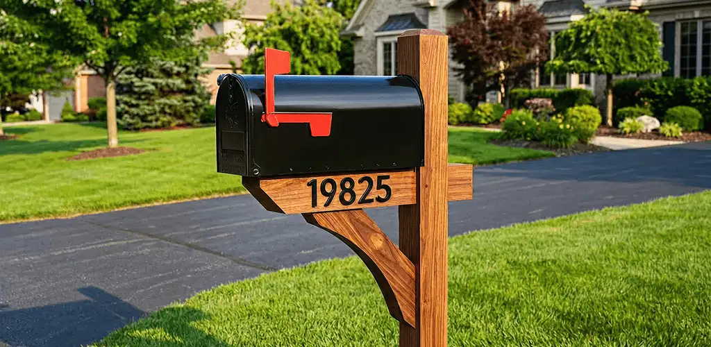 New mailbox installation with post and address number for a home in Milwaukee, WI